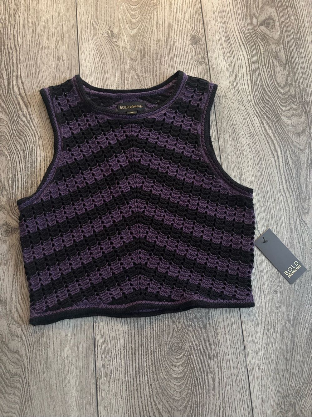 BOLD Elements Purple & Black Knit Cropped Tank Top